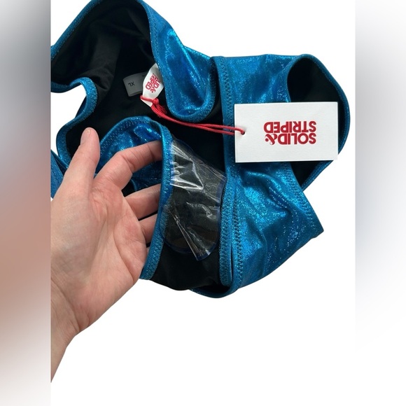 Solid & Striped Women's Metallic Blue The Brody Bikini Set Sz XL - Picture 6 of 13